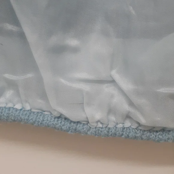 Vintage 1950's/60's BLUE WOOL KNIT Pearl Beaded Sweater Blouse Top - Picture 10 of 10